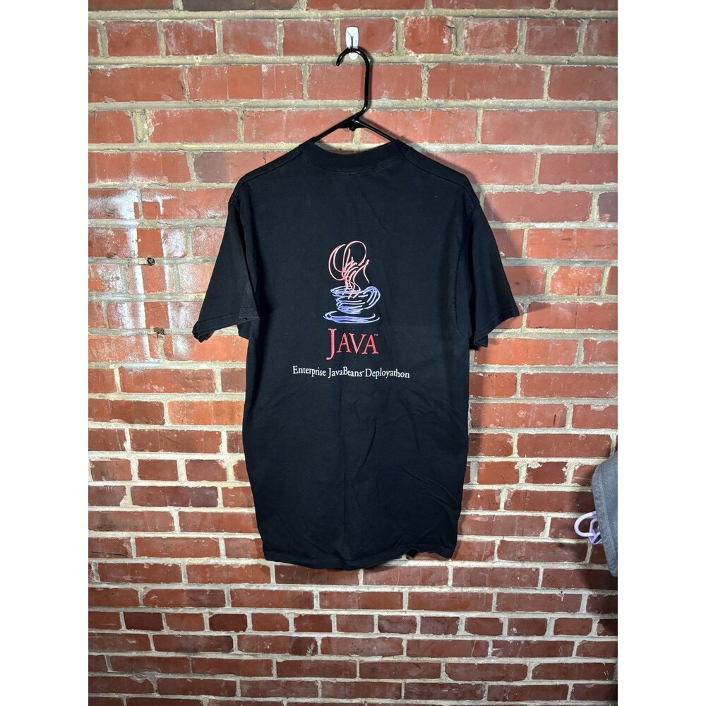 Vintage 90s Y2K Java Enterprise Javabeans Deployathon Black Shirt Computer XL